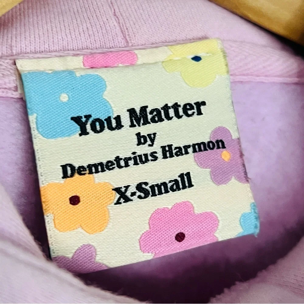 You Matter by Demetrius Harmon Pink Fleece Soft Embroidered Hoodie XS